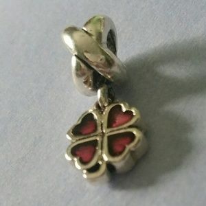 LUCKY IN LOVE RED 4 LEAF CLOVER CHARM